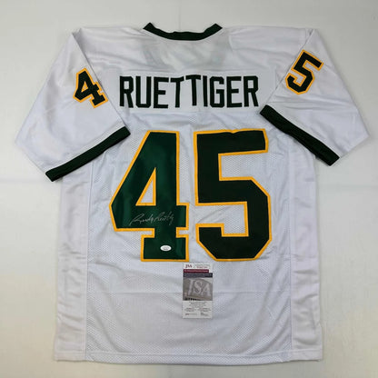 Autographed Rudy Ruettiger Notre Dame White/Green College Football Jersey JSA COA | Hall of Fame Sports Memorabilia | vintageantiquesgifts.com