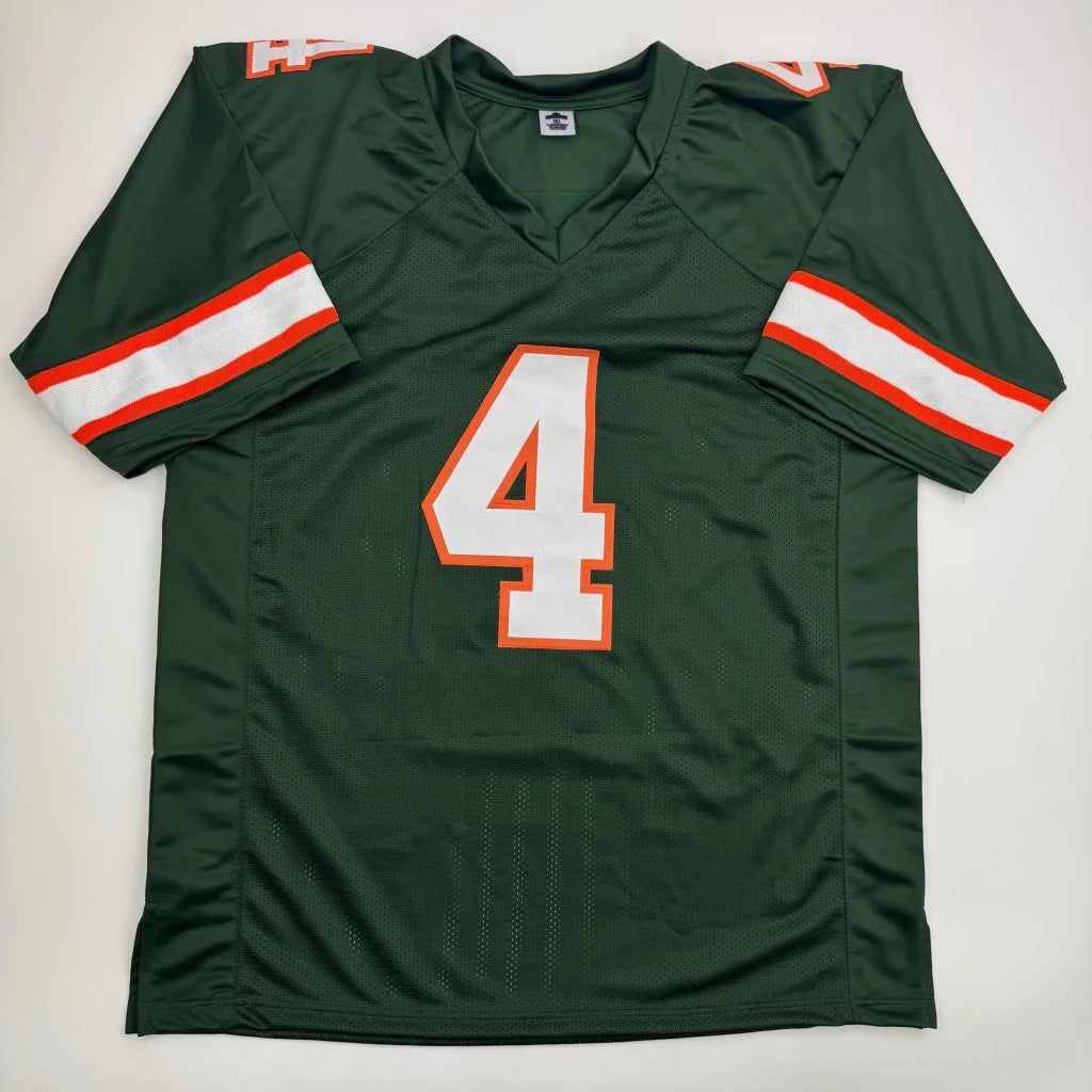 Autographed Rueben Bain Jr. green Miami Hurricanes custom jersey number 4