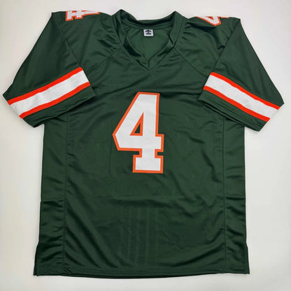 Autographed Rueben Bain Jr. green Miami Hurricanes custom jersey number 4