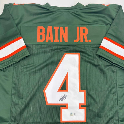 Autographed Rueben Bain Jr. green Miami Dolphins custom jersey #4 Beckett COA