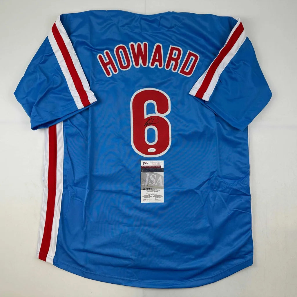 Blue Howard 6 custom jersey from Professional Sports League with JSA sticker for authenticity