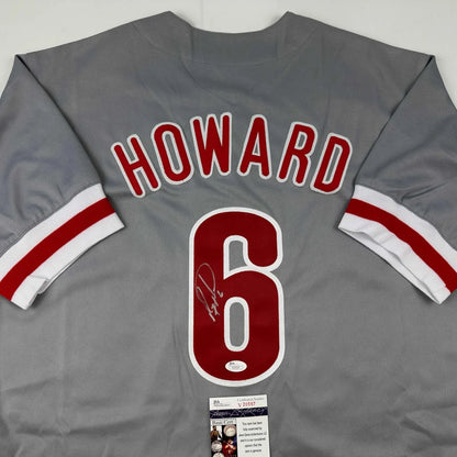 Autographed Ryan Howard gray custom jersey with name and number 6, JSA COA