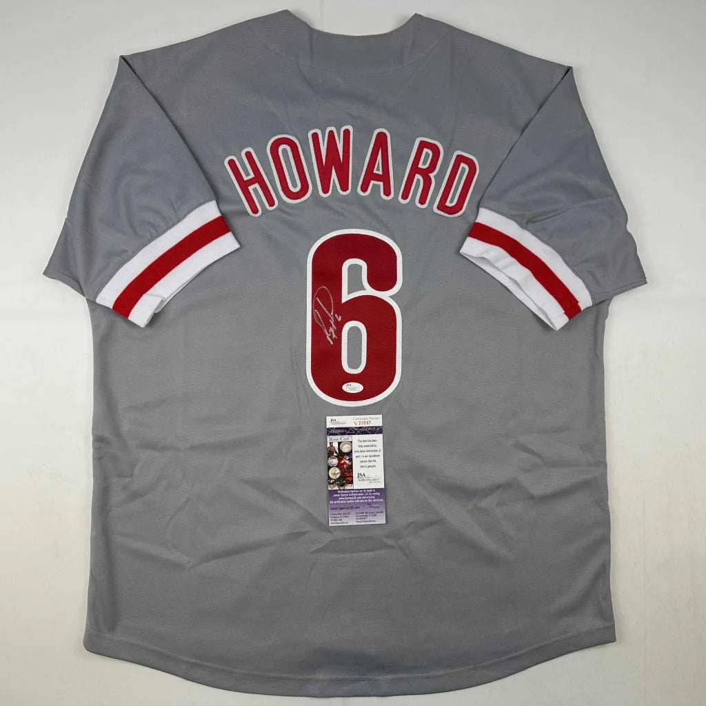 Autographed Ryan Howard gray custom jersey, Philadelphia Phillies, number 6