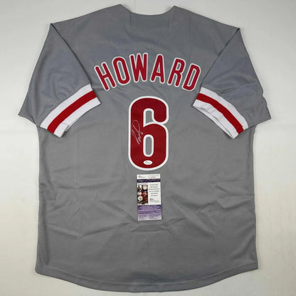 Autographed Ryan Howard gray custom jersey, Philadelphia Phillies, number 6