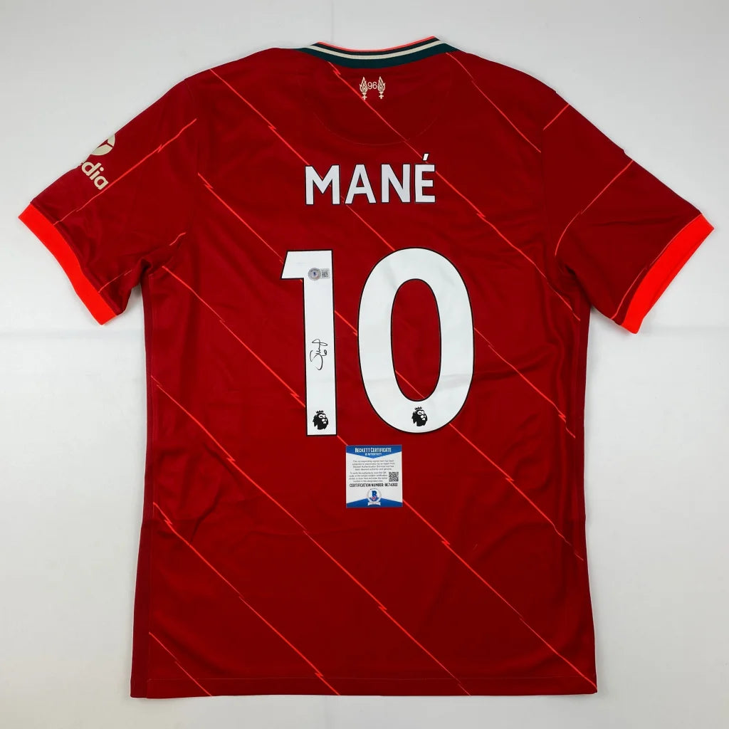Autographed Sadio Mane Liverpool FC red home custom jersey, number 10