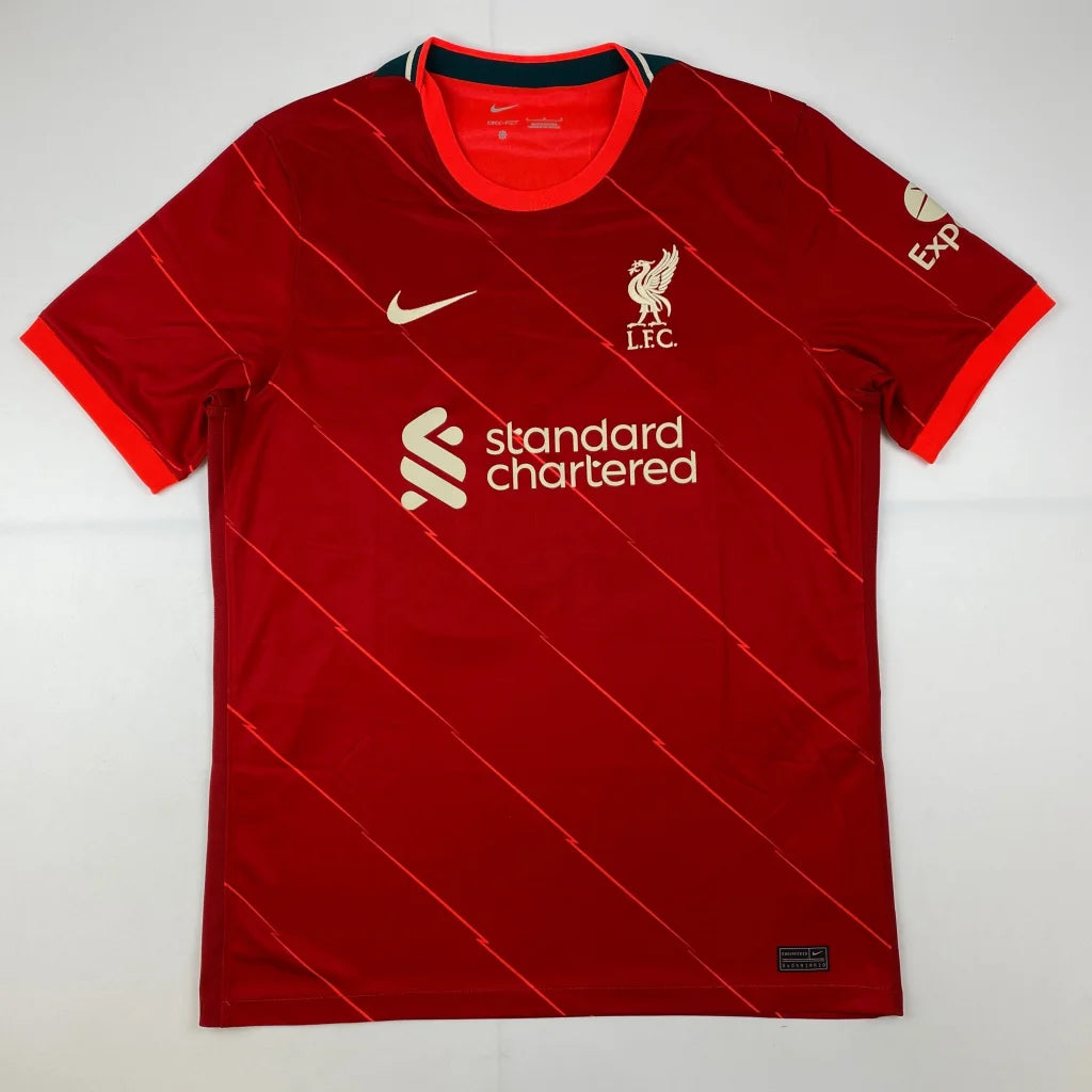 Autographed Sadio Mane Liverpool red home jersey with white stripes, custom professional sports piece