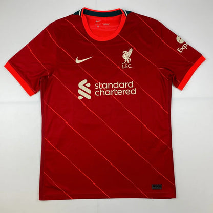 Autographed Sadio Mane Liverpool red home jersey with white stripes, custom professional sports piece
