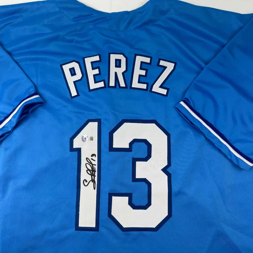 Light blue custom jersey with PEREZ 13 autographed for professional sports fans