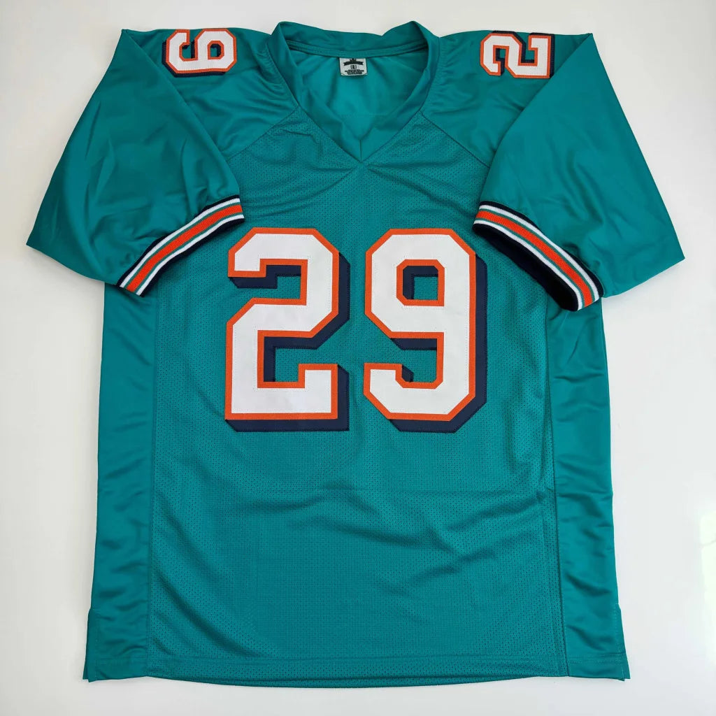 Autographed Sam Madison teal Miami Dolphins custom jersey with number 29, JSA COA