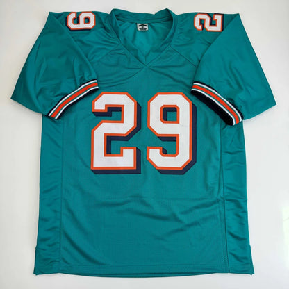Autographed Sam Madison teal Miami Dolphins custom jersey with number 29, JSA COA