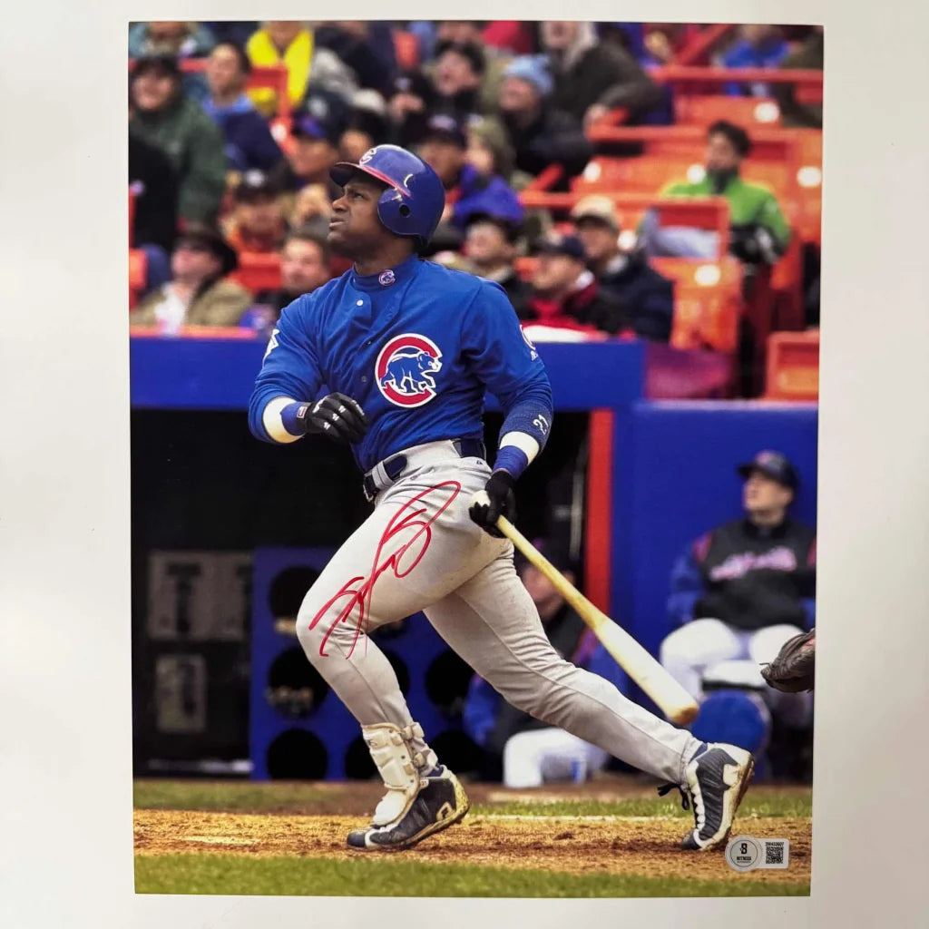 Autographed Sammy Sosa Chicago Cubs 11x14 Baseball Photo Beckett BAS COA | Hall of Fame Sports Memorabilia | vintageantiquesgifts.com