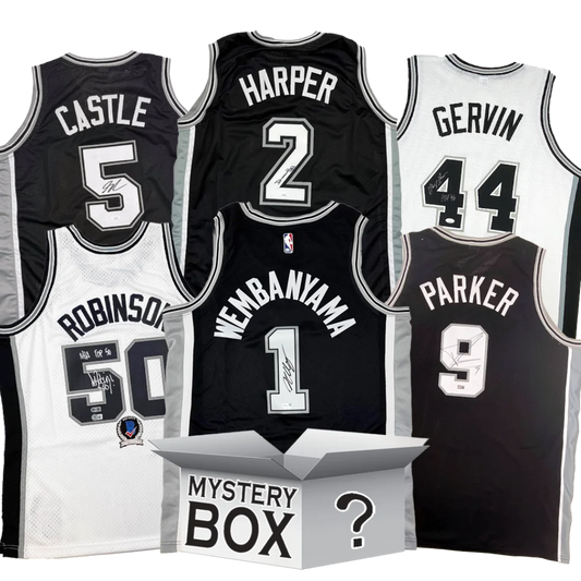 Autographed San Antonio Basketball Jersey Mystery Box with PSA JSA or Beckett COA | Hall of Fame Sports Memorabilia | vintageantiquesgifts.com