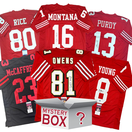 Autographed San Francisco Football Jersey Mystery Box with PSA JSA or Beckett COA | Hall of Fame Sports Memorabilia | vintageantiquesgifts.com