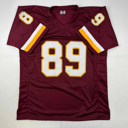 Autographed santana moss washington burgundy football custom jersey with white and gold numerals 89 for professional sports league fans