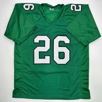 Autographed Saquon Barkley Philadelphia Kelly Green Football Jersey Beckett BAS COA | Authenticated Signed Sports Jersey | vintageantiquesgifts.com