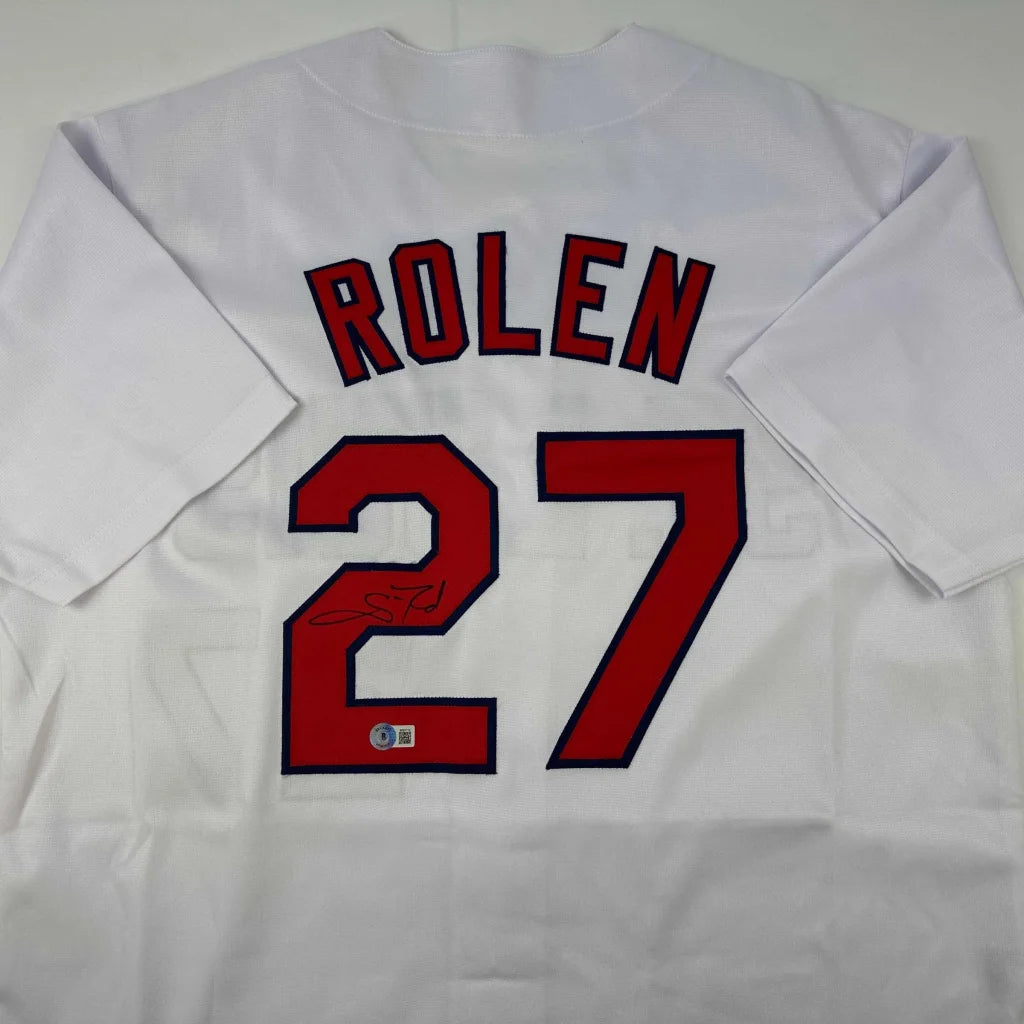 White custom jersey with ROLEN 27 for professional sports fans and sports league collectors