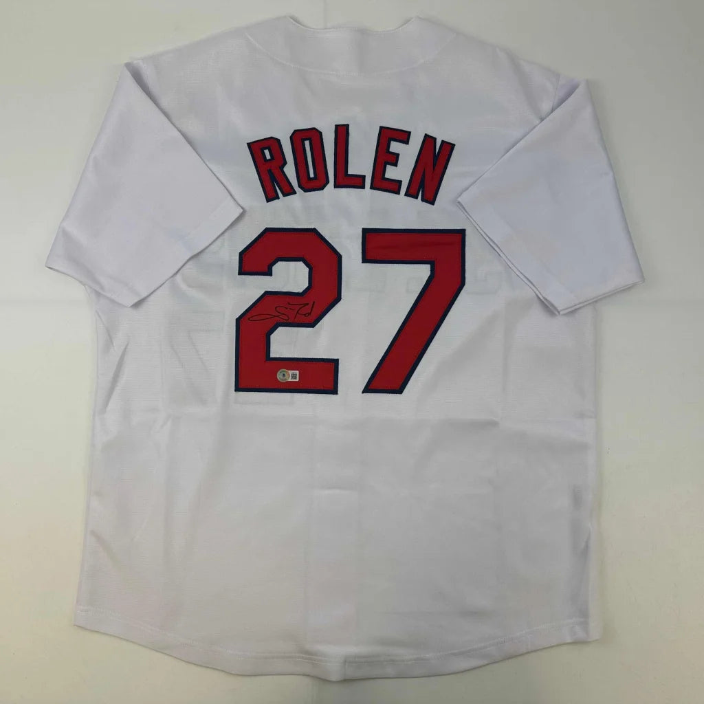 White custom jersey with ROLEN 27 autographed, perfect for sports league fans