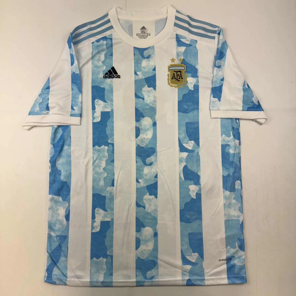 Argentina national football team home jersey with light blue and white stripes, third party authentication