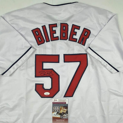Autographed Shane Bieber Cleveland White Baseball Jersey JSA COA | Certified Authentic Signed Memorabilia | vintageantiquesgifts.com