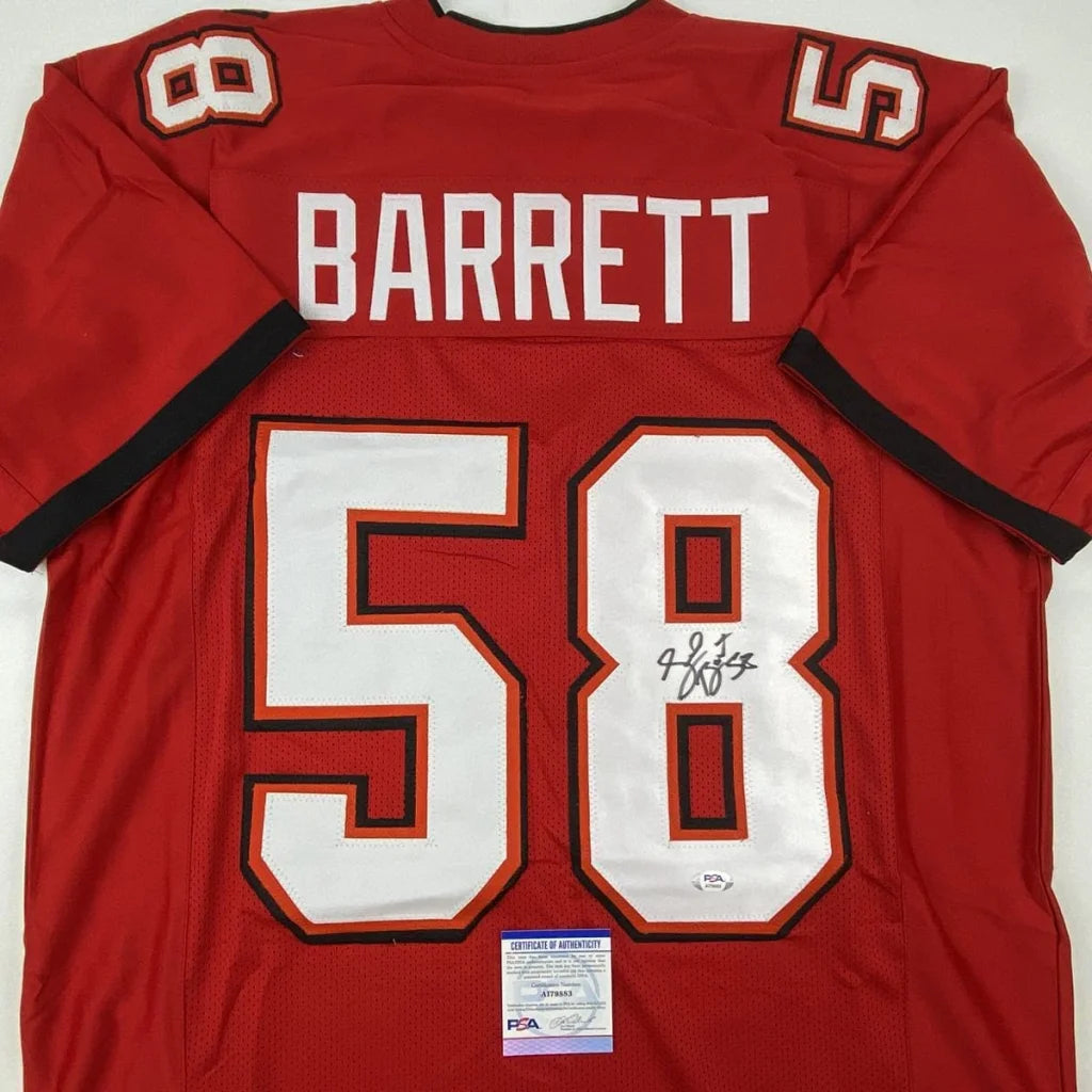 Autographed Shaquil Barrett Tampa Bay red custom jersey, number 58, PSA/DNA COA