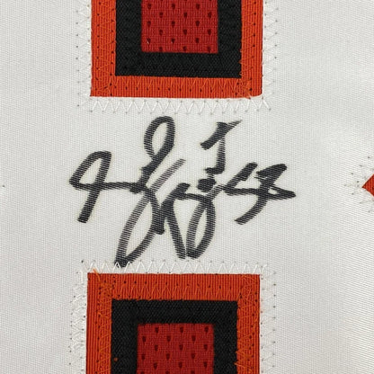 Autographed Shaq Barrett Tampa Bay Buccaneers custom jersey with black ink signature on white fabric, orange and black patches, PSA/DNA COA, professional sports league