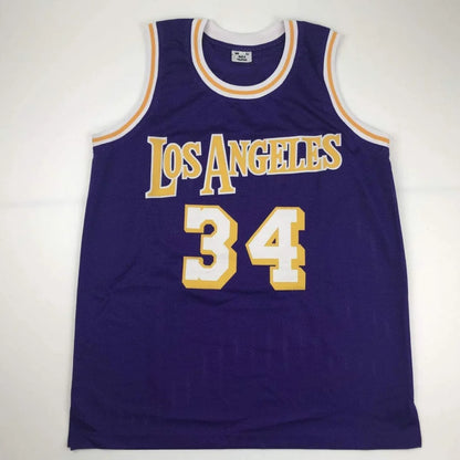 Purple and yellow Shaq custom jersey for basketball, perfect for sports league fans