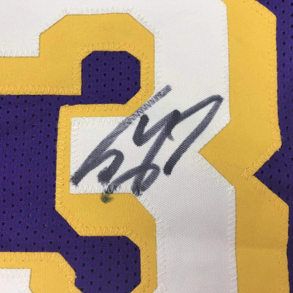 Autographed Shaquille ONeal LA Lakers purple custom jersey, black ink signature, Beckett COA