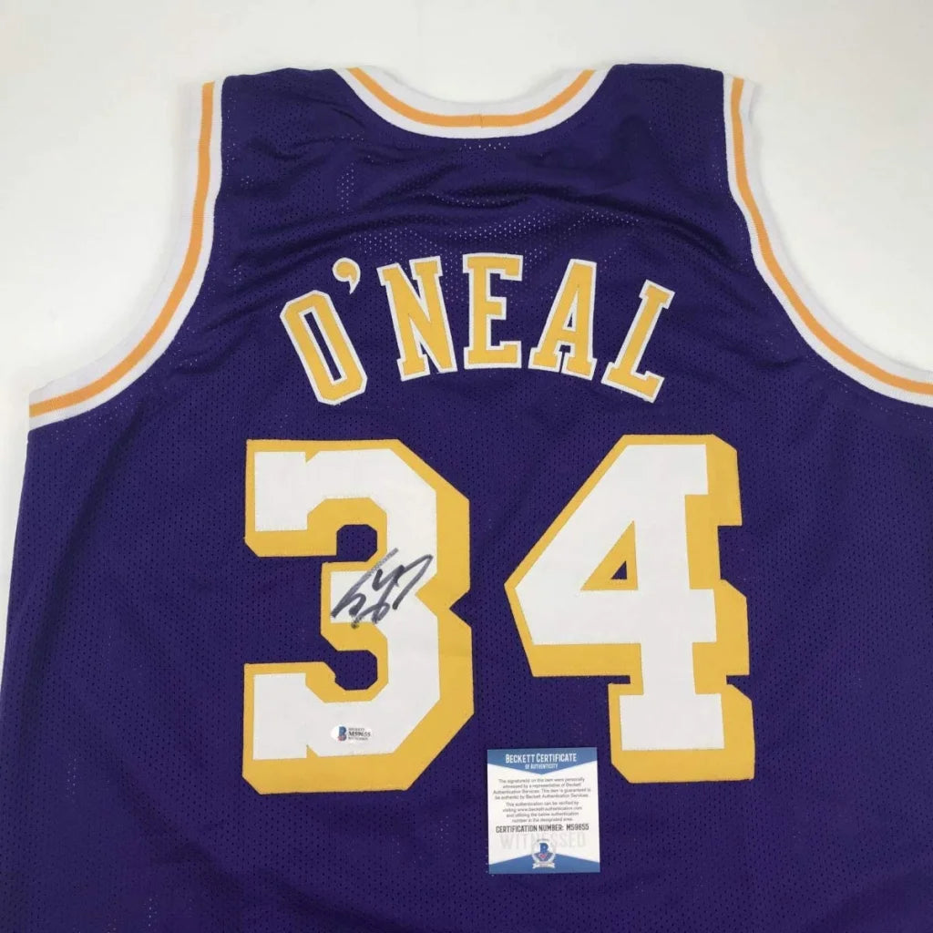Purple Los Angeles Lakers Shaquille O’Neal #34 custom jersey with autograph and certification