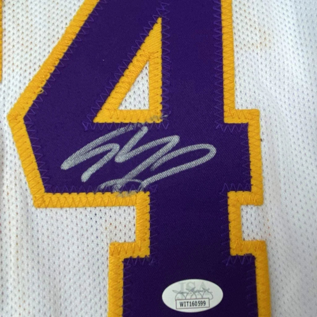Purple and gold custom jersey from Professional Sports League Legends with autograph and sticker