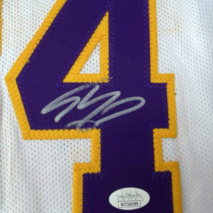 Purple and gold custom jersey from Professional Sports League Legends with autograph and sticker