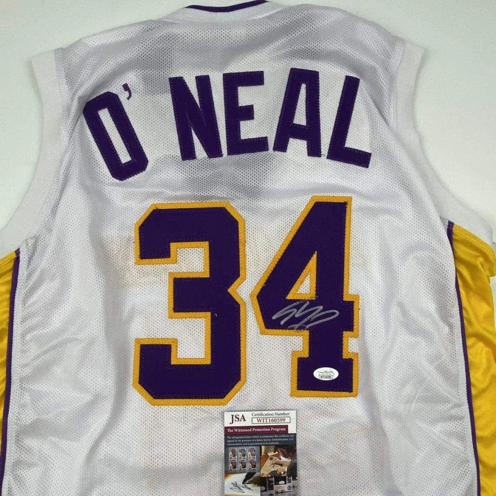 Autographed Shaquille Shaq O'Neal Los Angeles LA White Basketball Jersey JSA COA | Certified Authentic Signed Memorabilia | vintageantiquesgifts.com