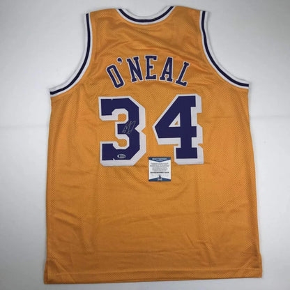 Autographed Shaquille Shaq O'Neal Los Angeles LA Yellow Basketball Jersey Beckett BAS COA | Hall of Fame Sports Memorabilia | vintageantiquesgifts.com