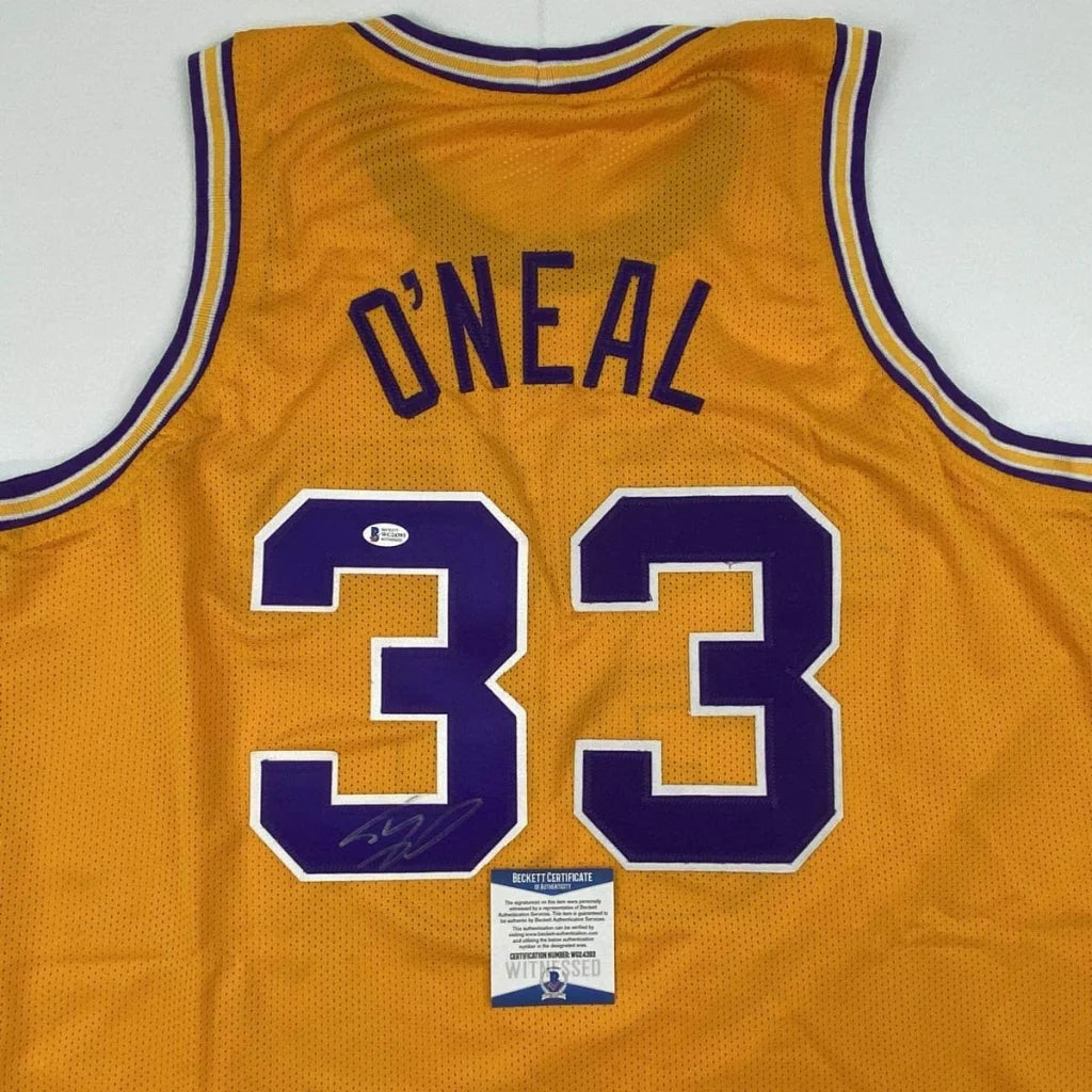 Autographed Shaquille Shaq O'Neal LSU Yellow Basketball Jersey Beckett BAS COA | Certified Authentic Signed Memorabilia | vintageantiquesgifts.com