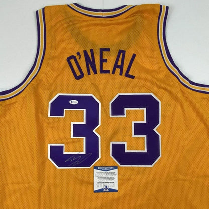 Autographed Shaquille Shaq O'Neal LSU Yellow Basketball Jersey Beckett BAS COA | Certified Authentic Signed Memorabilia | vintageantiquesgifts.com