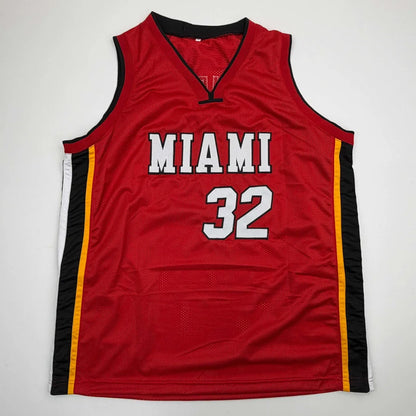 Autographed Shaq ONeal number 32 red Miami Heat custom jersey PSA DNA