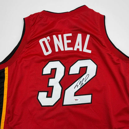 Autographed Shaquille ONeal red mesh custom jersey back, number 32, PSA DNA COA