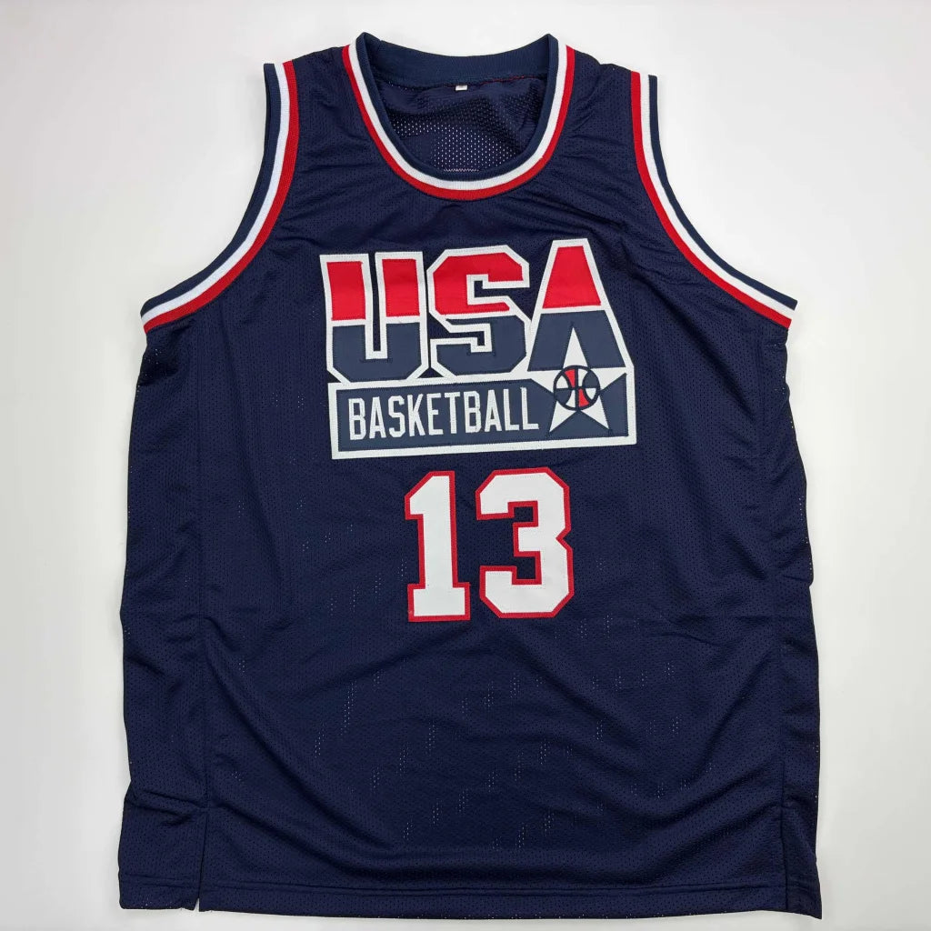 Autographed Shaquille ONeal USA blue custom jersey number 13 PSA DNA COA