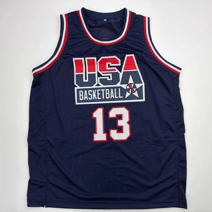 Autographed Shaquille ONeal USA blue custom jersey number 13 PSA DNA COA