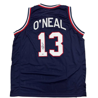 Autographed Shaquille ONeal USA blue custom jersey with number 13, PSA/DNA COA