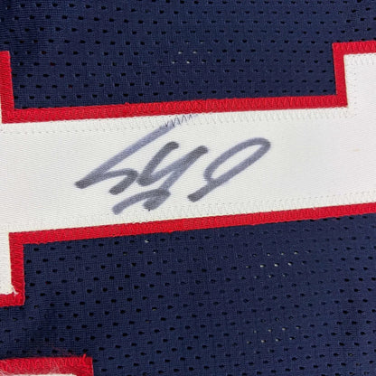 Autographed Shaquille ONeal USA blue basketball jersey with gray signature