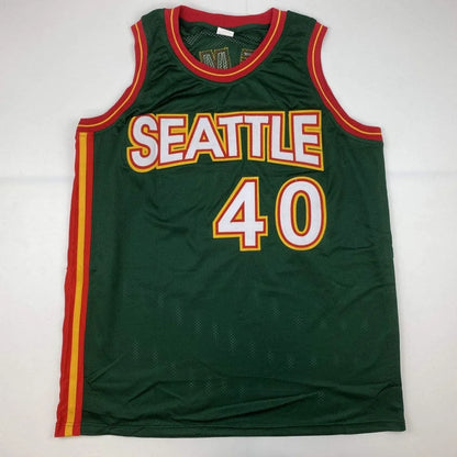 Autographed Shawn Kemp Seattle Supersonics dark green custom jersey number 40
