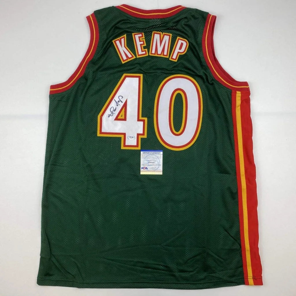 Autographed Shawn Kemp Seattle green custom jersey, number 40, PSA/DNA COA