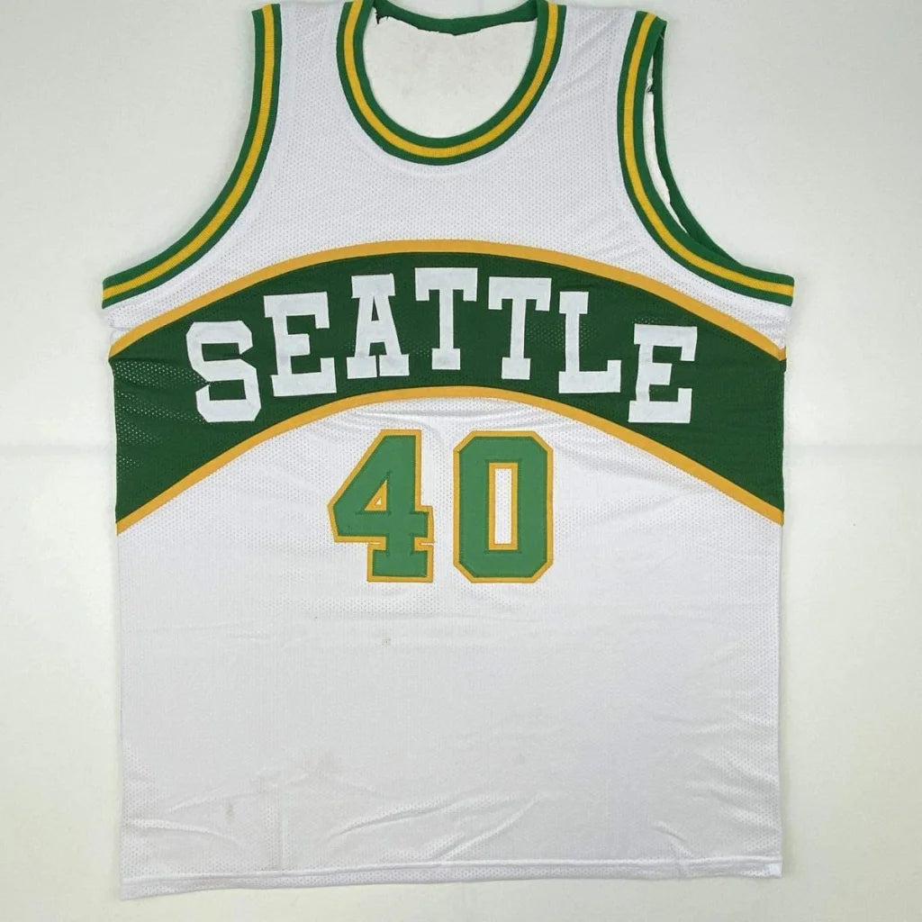 Autographed Shawn Kemp Seattle White Basketball Jersey JSA COA | Authenticated Signed Sports Jersey | vintageantiquesgifts.com
