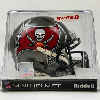 Authentic Tampa Bay Buccaneers mini helmet with third party authentication in display case