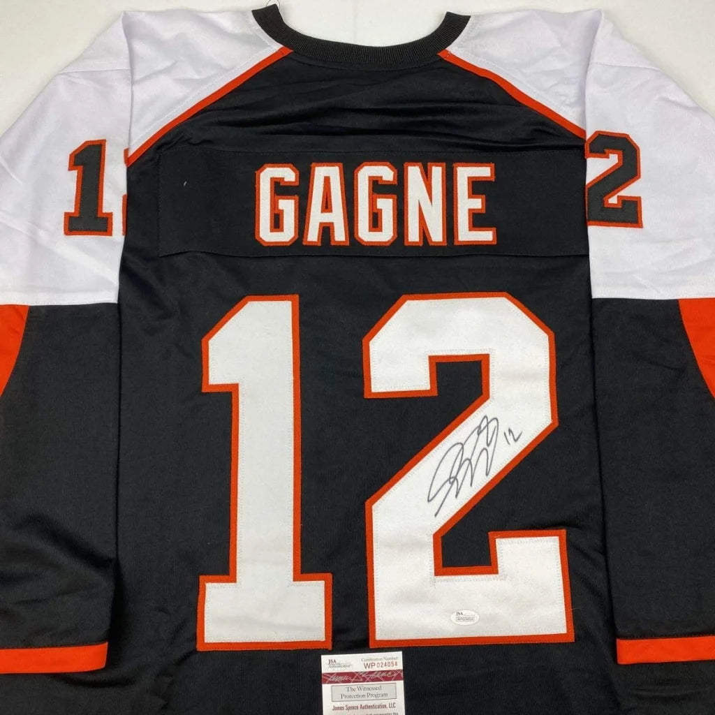 Autographed Simon Gagne Philadelphia black custom jersey, number 12
