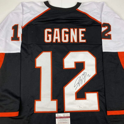 Autographed Simon Gagne Philadelphia black custom jersey, number 12