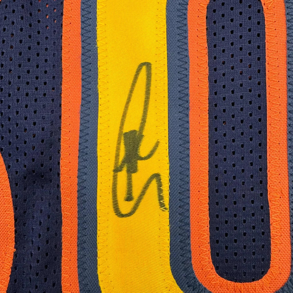 Autographed Stephen Curry Golden State navy blue custom jersey, professional sports league