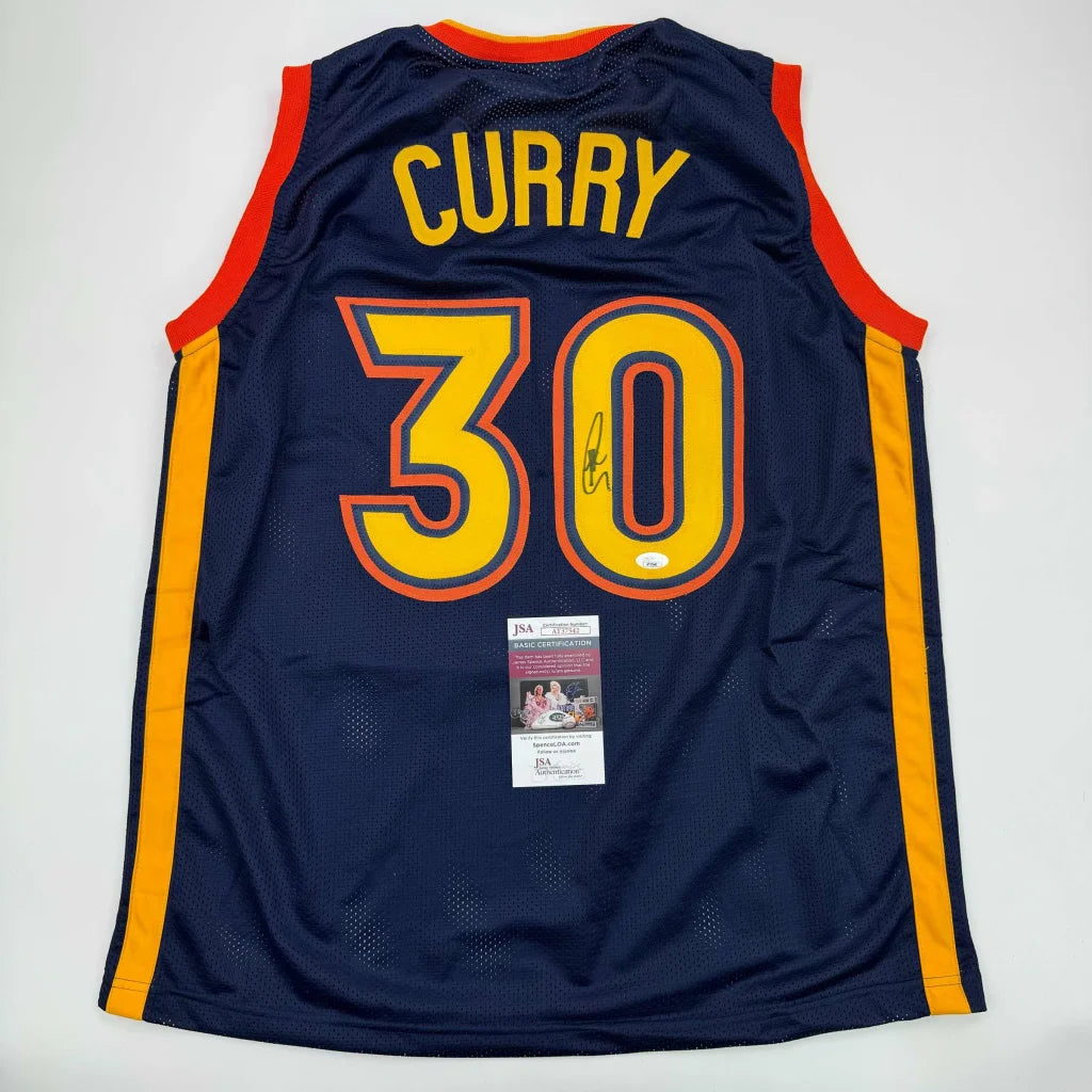 Autographed Stephen Curry Golden State navy blue custom jersey with number 30
