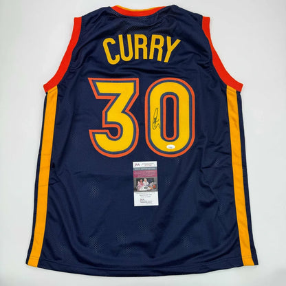 Autographed Stephen Curry Golden State navy blue custom jersey with number 30