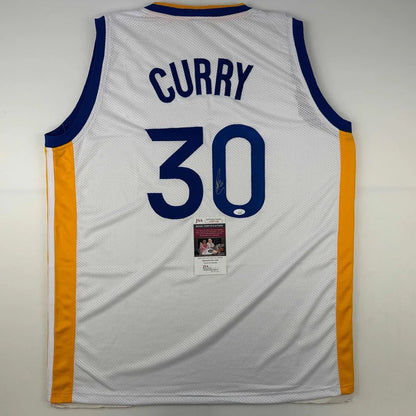 White Golden State Warriors Stephen Curry #30 custom jersey with autograph and PSA auth